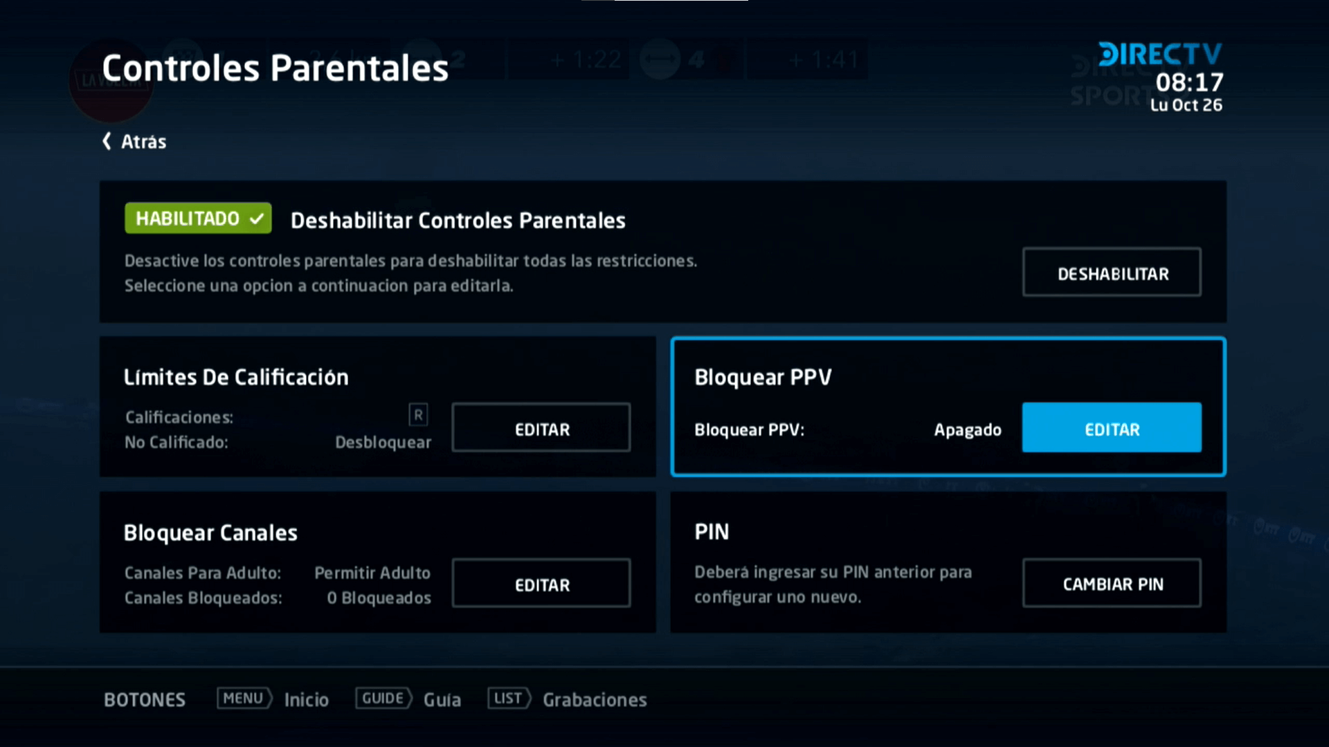 DIRECTV Control Parental Activación y Uso DIRECTV Argentina